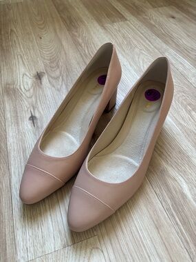 Cole Haan Nude/Taupe Block Heel Pumps